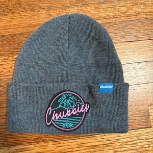 Chubbies‎ Beanie Gray Palm Tree Logo Winter Knit Hat Cuff Cuffable